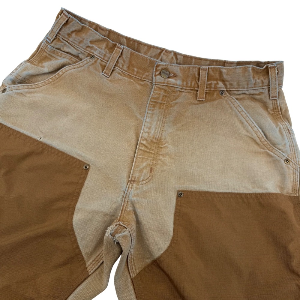 Carhartt B202 BRN Double Front Duck Work Carpenter Pants Men 34x30 Brown Tan VTG